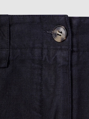 Reiss Navy Demi 100% Linen Garment Dyed Shorts - Image 6 of 6