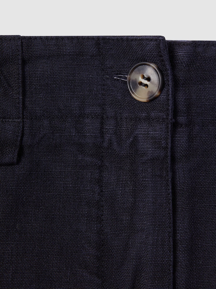 Reiss Navy Demi 100% Linen Garment Dyed Shorts - Image 6 of 6