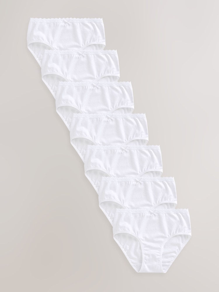 White Heart Lace Trim Briefs 7 Pack (1.5-16yrs) - Image 1 of 4