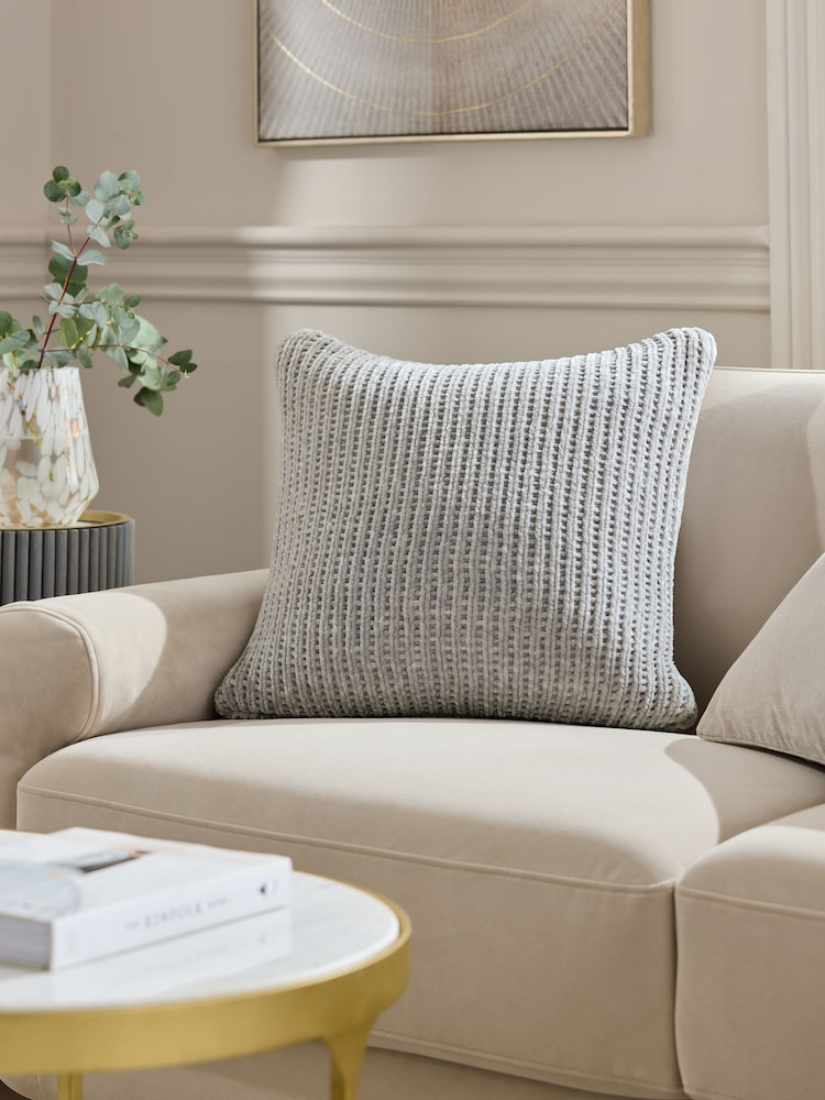 Silver Nellie Chunky Chenille Cushion - Image 1 of 5