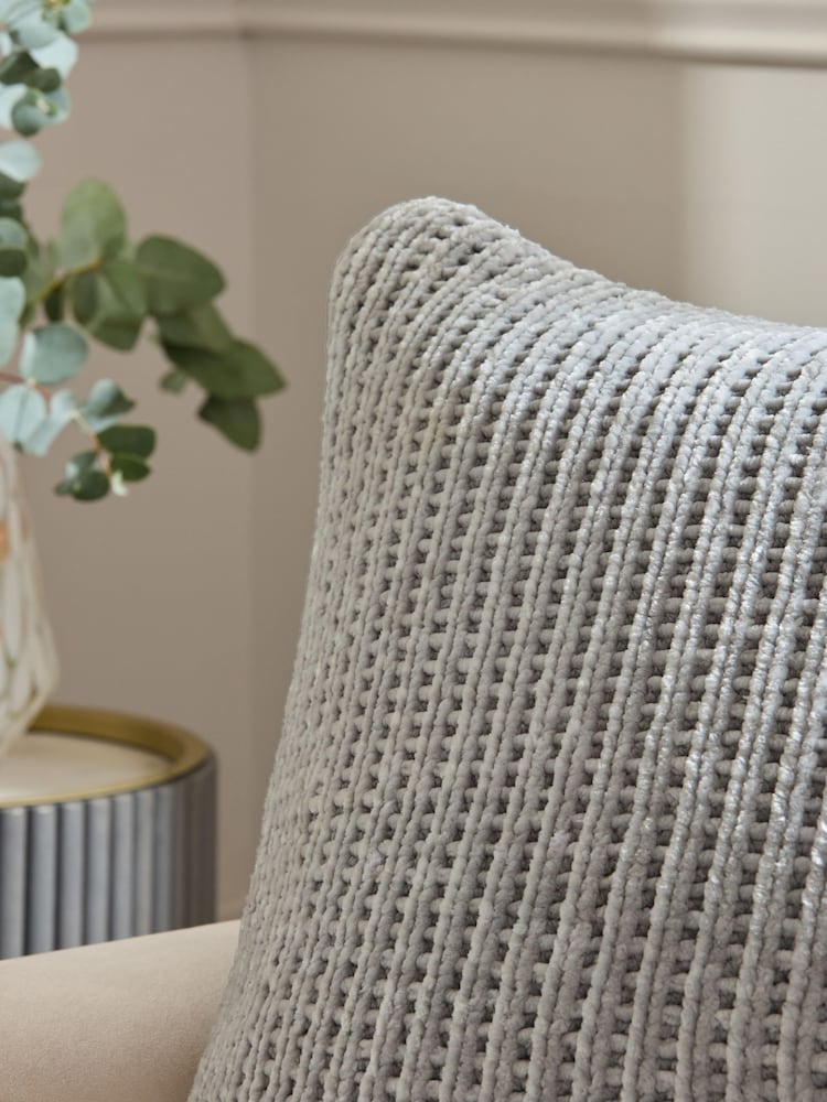 Silver Nellie Chunky Chenille Cushion - Image 2 of 5
