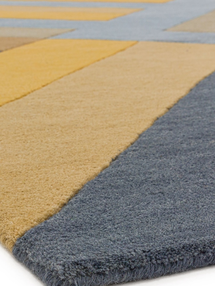 Asiatic Rugs Ochre Yellow Reef Wool Big Zig Rug - Image 2 of 5