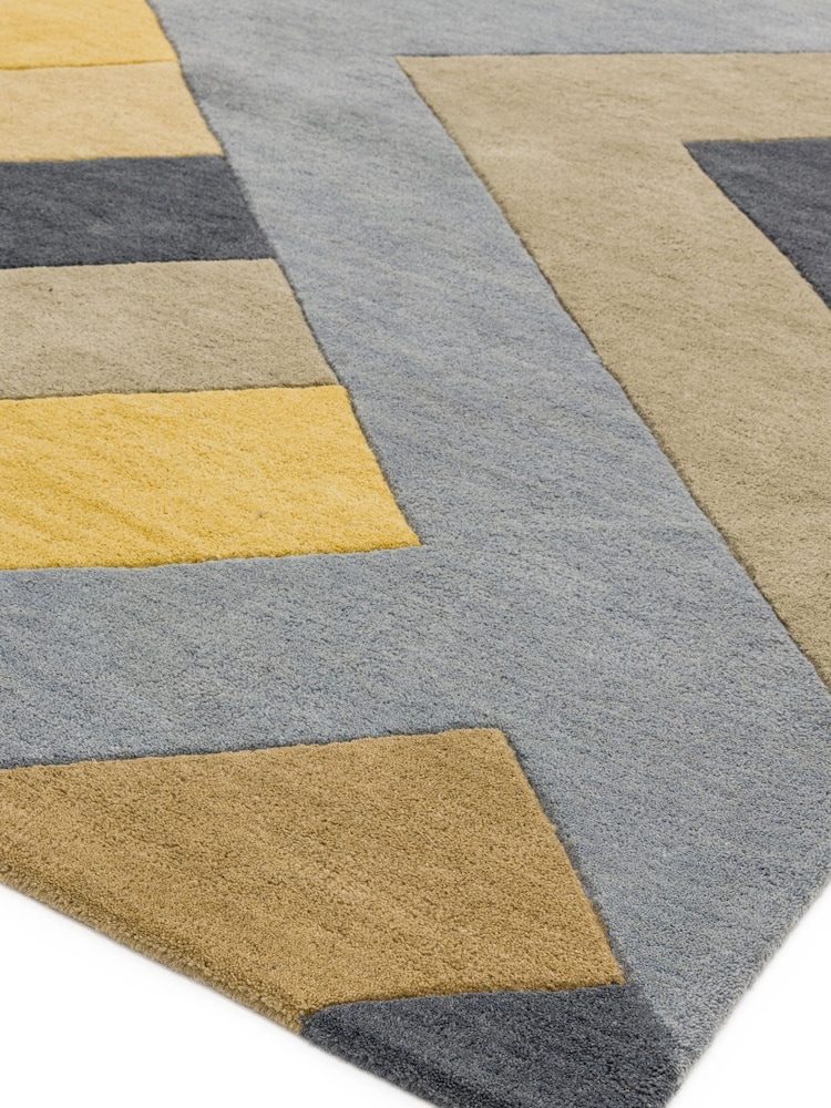 Asiatic Rugs Ochre Yellow Reef Wool Big Zig Rug - Image 5 of 5