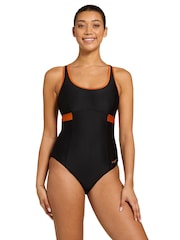 Zoggs Black Crossback Swimsuit With Shelf Bra Lining - Image 1 of 6