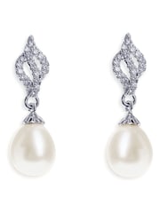 Ivory & Co Rhodiium Lisbon Crystal And Pearl Romantic Earrings - Image 1 of 5