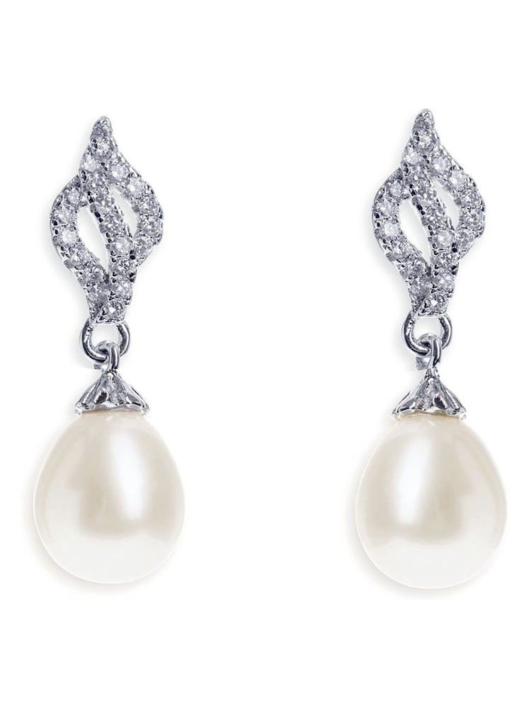 Ivory & Co Rhodiium Lisbon Crystal And Pearl Romantic Earrings - Image 1 of 5