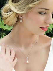 Ivory & Co Rhodiium Lisbon Crystal And Pearl Romantic Earrings - Image 4 of 5