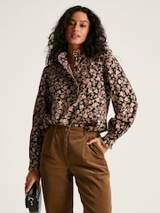 Joules Perla Black/Cream Scallop Collar Floral Blouse - Image 1 of 9