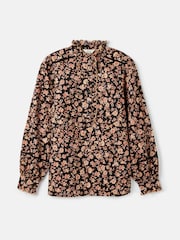 Joules Perla Black/Cream Scallop Collar Floral Blouse - Image 9 of 9