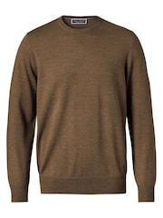 Charles Tyrwhitt Beige Brown Pure Merino Quarter Zip Jumper - Image 3 of 5