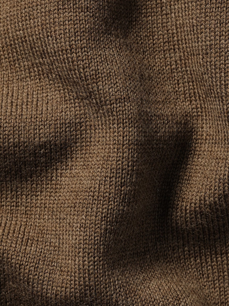 Charles Tyrwhitt Beige Brown Pure Merino Quarter Zip Jumper - Image 5 of 5