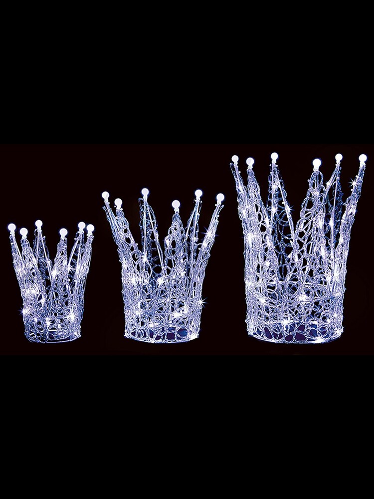 Set of 3 White Crowns Christmas Decoration - Image 1 of 2 Set of 3 White Crowns Christmas Decoration - Image 1 of 2
