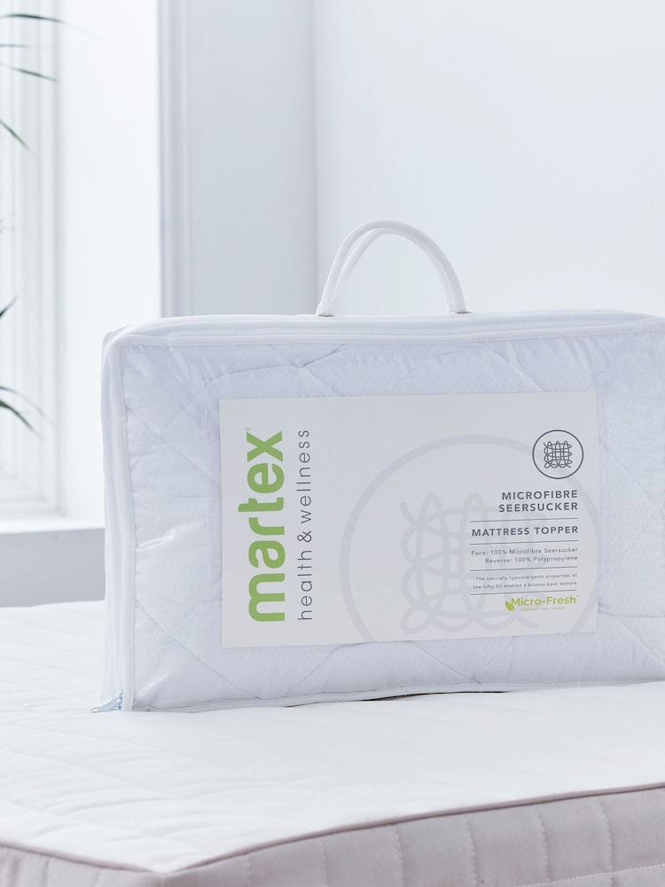 Martex White Microfibre Seersucker Mattress Topper - Image 5 of 5