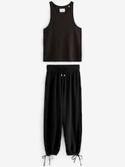 Monochrome Rib Vest Crinkle Bottom Pyjamas - Image 8 of 11