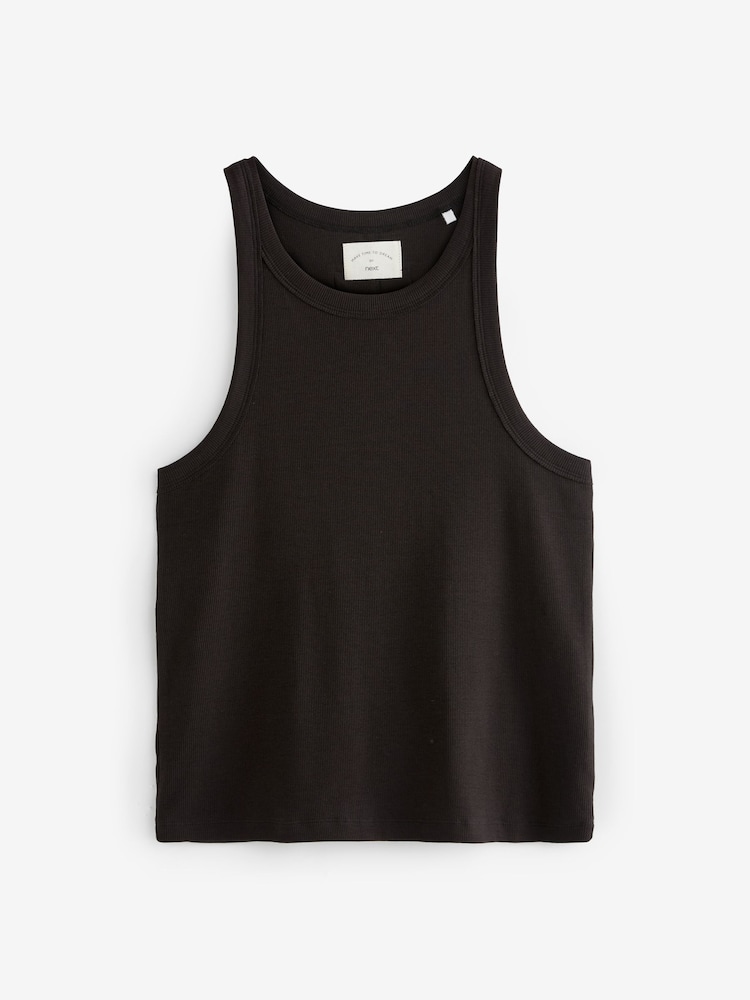 Monochrome Rib Vest Crinkle Bottom Pyjamas - Image 9 of 11