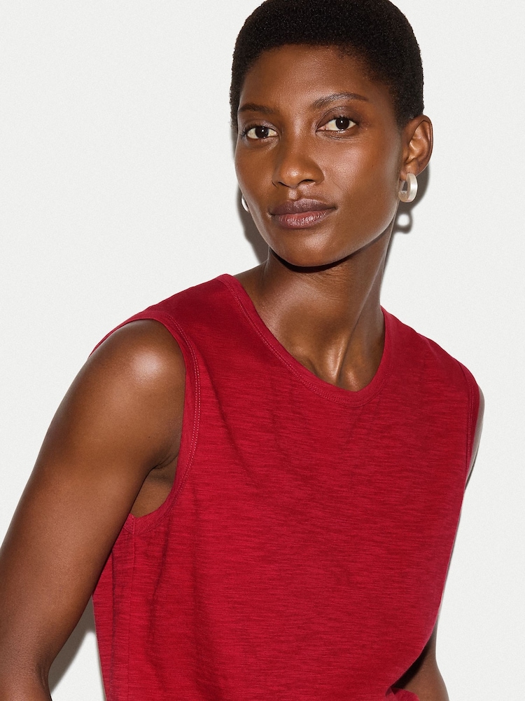 Jigsaw Red Cotton Scoop Slub Tank - Image 2 of 5 Jigsaw Red Cotton Scoop Slub Tank - Image 2 of 5