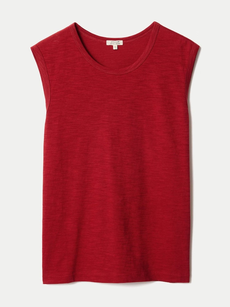 Jigsaw Red Cotton Scoop Slub Tank - Image 5 of 5 Jigsaw Red Cotton Scoop Slub Tank - Image 5 of 5