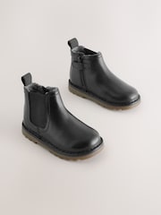 Black Standard Fit (F) Warm Lined Leather Chelsea Boots - Image 1 of 5