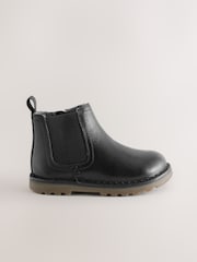 Black Standard Fit (F) Warm Lined Leather Chelsea Boots - Image 2 of 5