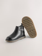 Black Standard Fit (F) Warm Lined Leather Chelsea Boots - Image 3 of 5