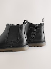 Black Standard Fit (F) Warm Lined Leather Chelsea Boots - Image 4 of 5