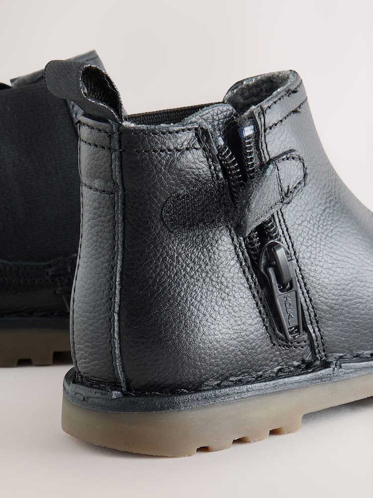 Black Standard Fit (F) Warm Lined Leather Chelsea Boots - Image 5 of 5