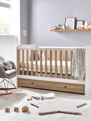 White/Wood Effect Parker Kids Nursery Convertible Cot Bed - Image 1 of 6