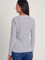 Monsoon White/Black Metallic Stripe Saskia Top - Image 2 of 5