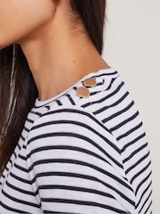 Monsoon White/Black Metallic Stripe Saskia Top - Image 4 of 5