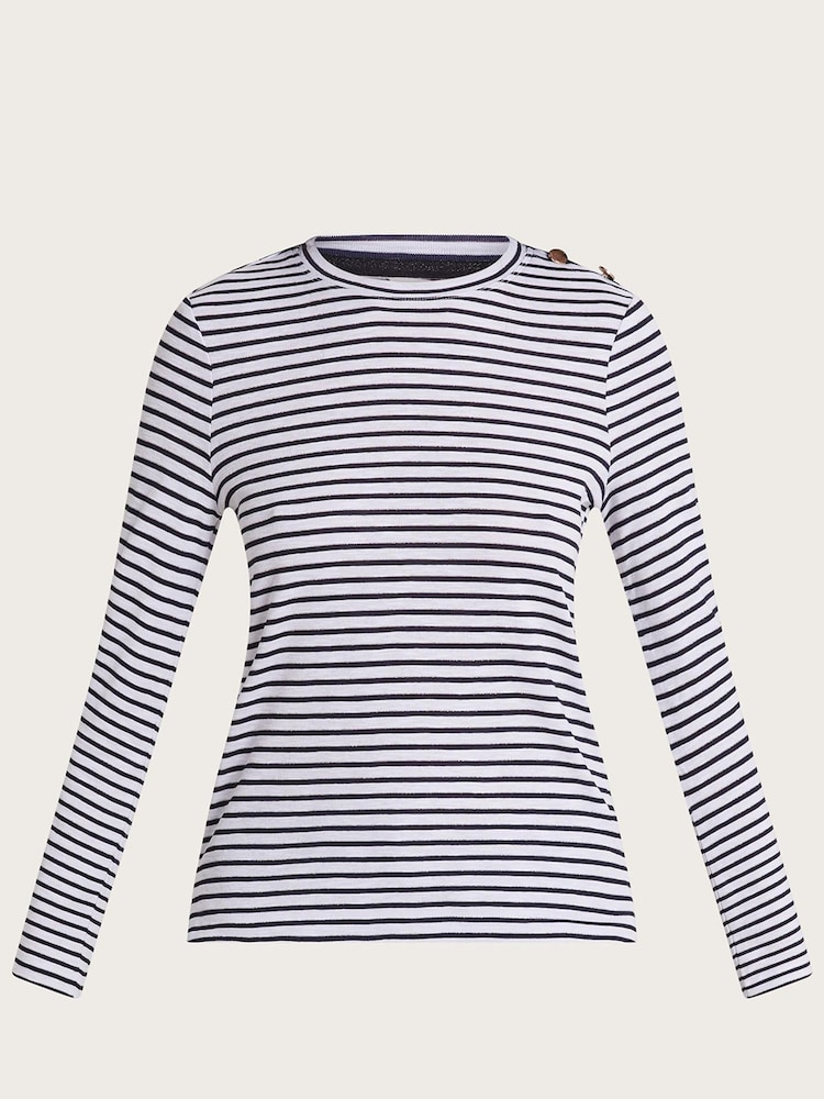 Monsoon White/Black Metallic Stripe Saskia Top - Image 5 of 5