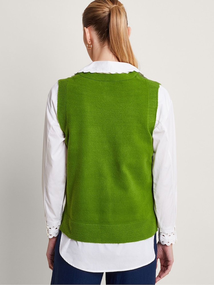 Monsoon Green Bri Knit Sweater Vest - Image 2 of 5 Monsoon Green Bri Knit Sweater Vest - Image 2 of 5