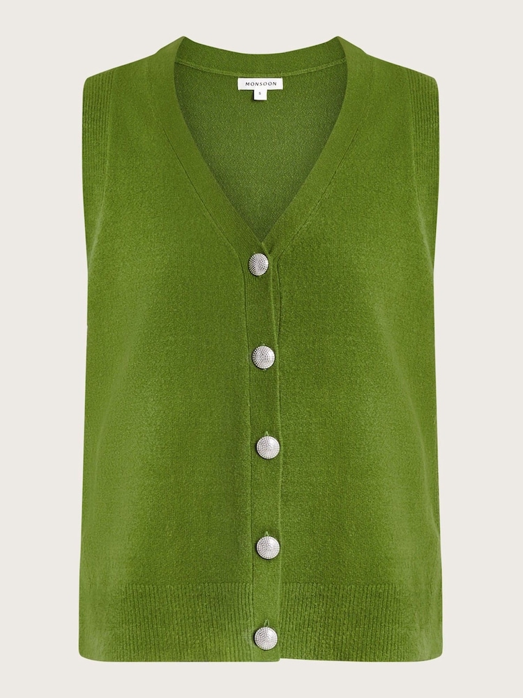 Monsoon Green Bri Knit Sweater Vest - Image 5 of 5 Monsoon Green Bri Knit Sweater Vest - Image 5 of 5