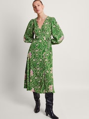 Monsoon Green Kira Wrap Dress - Image 1 of 5