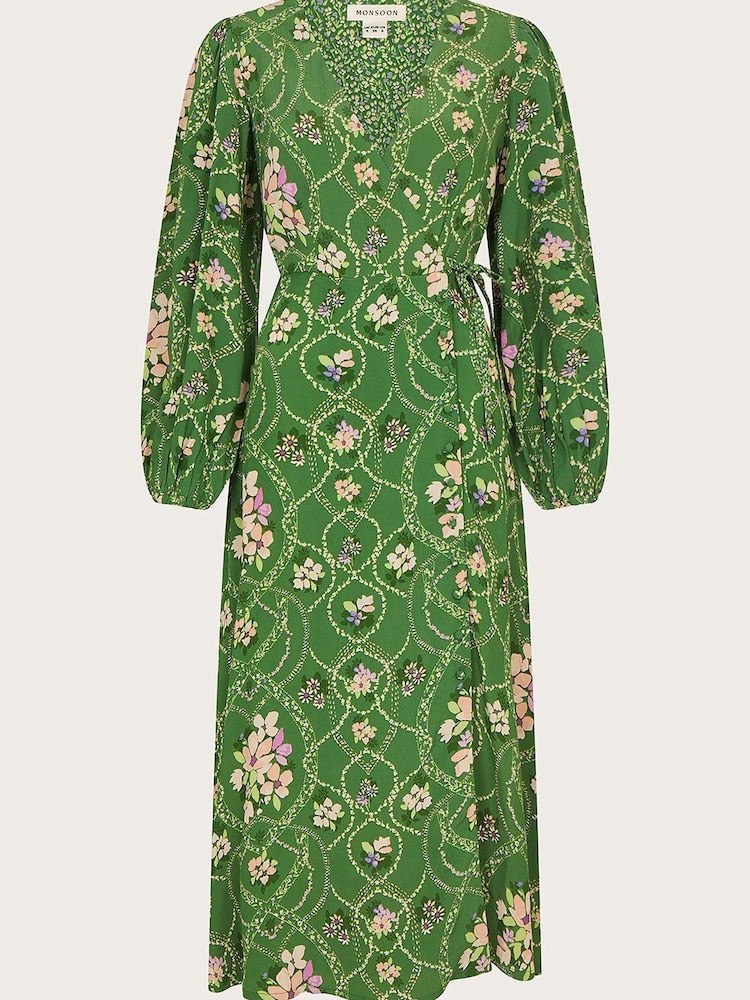 Monsoon Green Kira Wrap Dress - Image 5 of 5