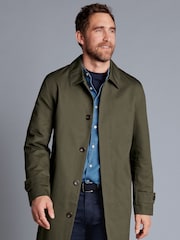 Charles Tyrwhitt Green Classic Showerproof 100% Cotton Raincoat - Image 1 of 5
