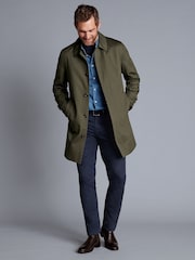 Charles Tyrwhitt Green Classic Showerproof 100% Cotton Raincoat - Image 3 of 5