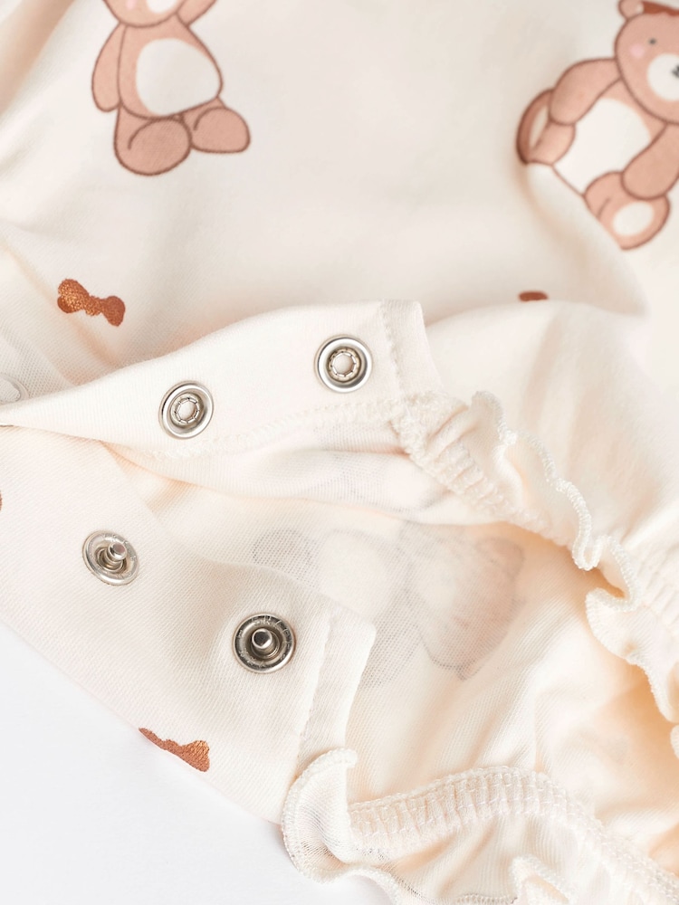 Pink/Cream Baby 100% Cotton Rompers 3 Pack - Image 7 of 7