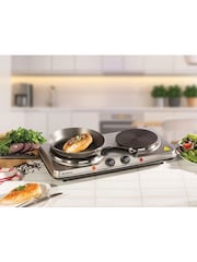 Daewoo Silver Double Stainless Steel Hot Plate - Image 3 of 4