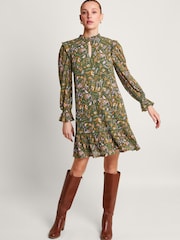 Monsoon Green Print Short Dress - Image 1 of 5