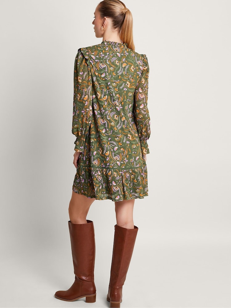 Monsoon Green Print Short Dress - Image 2 of 5