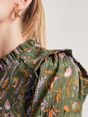 Monsoon Green Print Short Dress - Image 3 of 5