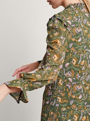 Monsoon Green Print Short Dress - Image 4 of 5
