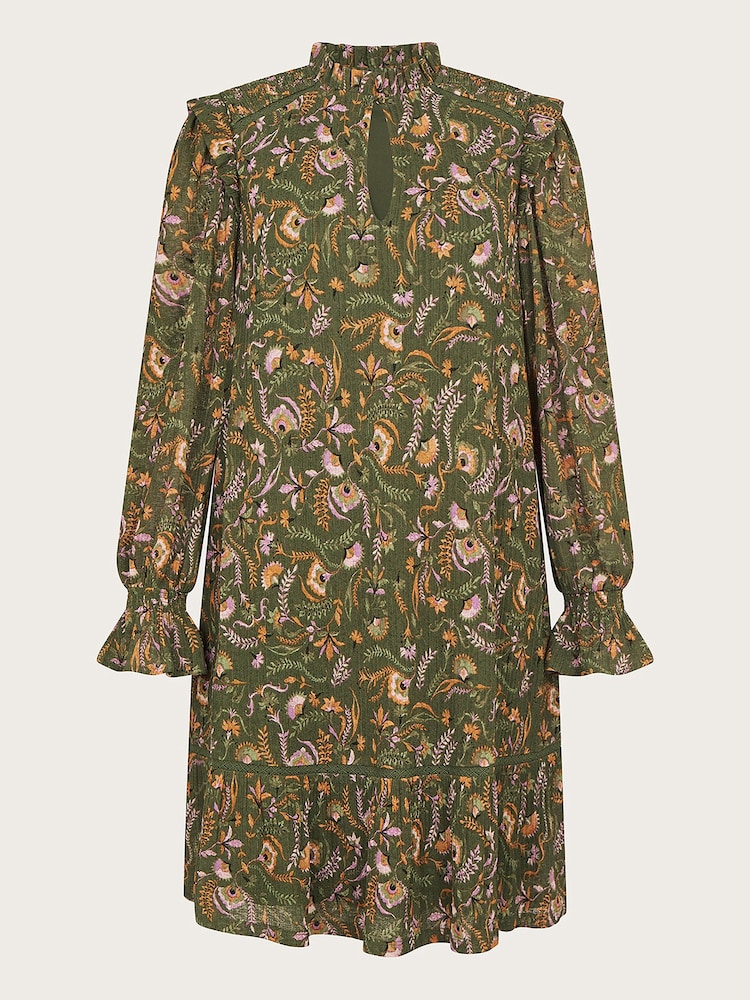 Monsoon Green Print Short Dress - Image 5 of 5