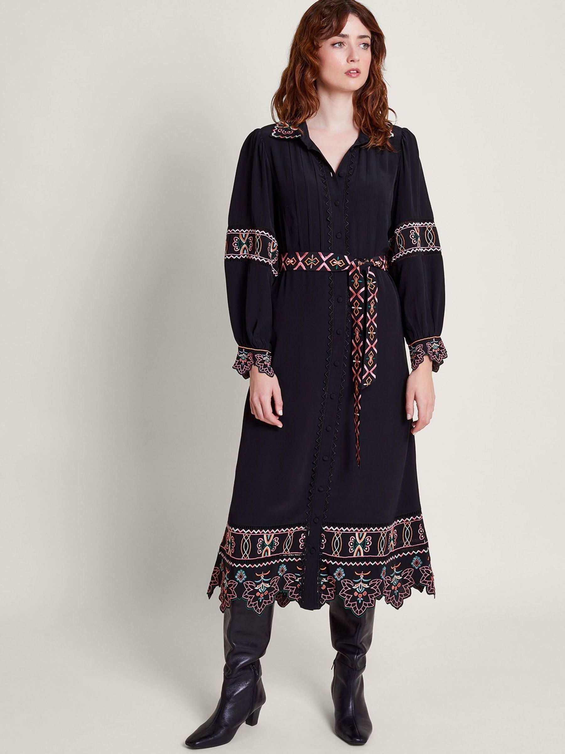 Buy Monsoon Black Embroidered Fifi Shirt Dress from Next Luxembourg