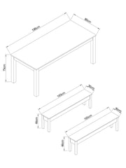 Dark Bronx Oak Effect 6 Seater Dining Table and Bench Set - Image 4 of 9