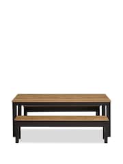 Dark Bronx Oak Effect 6 Seater Dining Table and Bench Set - Image 6 of 9
