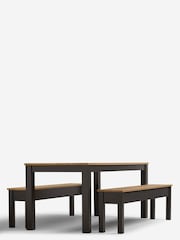 Dark Bronx Oak Effect 6 Seater Dining Table and Bench Set - Image 8 of 9