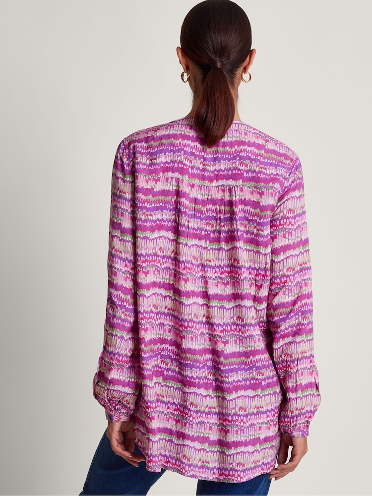 Monsoon Pink Blaire Brushstroke Print Blouse - Image 2 of 5 Monsoon Pink Blaire Brushstroke Print Blouse - Image 2 of 5