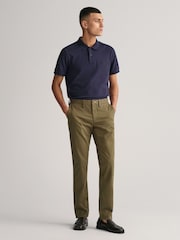 GANT Juniper Green Slim Fit Cotton Twill Chino Trousers - Image 1 of 5