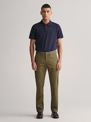 GANT Juniper Green Slim Fit Cotton Twill Chino Trousers - Image 3 of 5